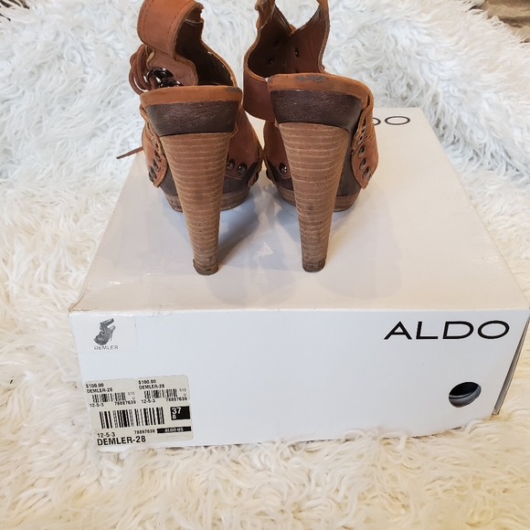 ALDO|Womens Tan Lace Up Heels| size 37 - Picture 10 of 11